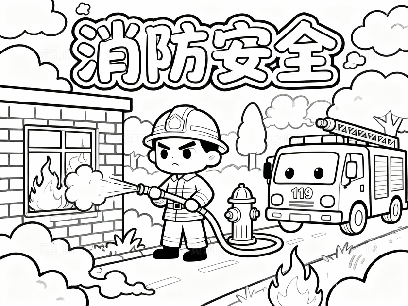 彩色卡通手绘消防安全小报手抄报小学生手抄报