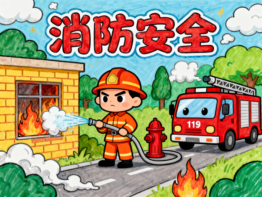 彩色卡通手绘消防安全小报手抄报小学生手抄报