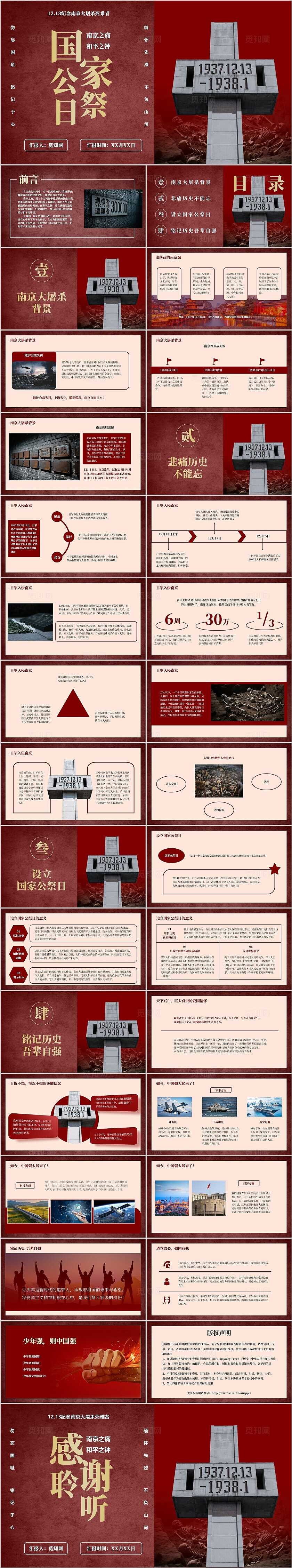 红色简约党政风国家公祭日主题宣讲PPT模板