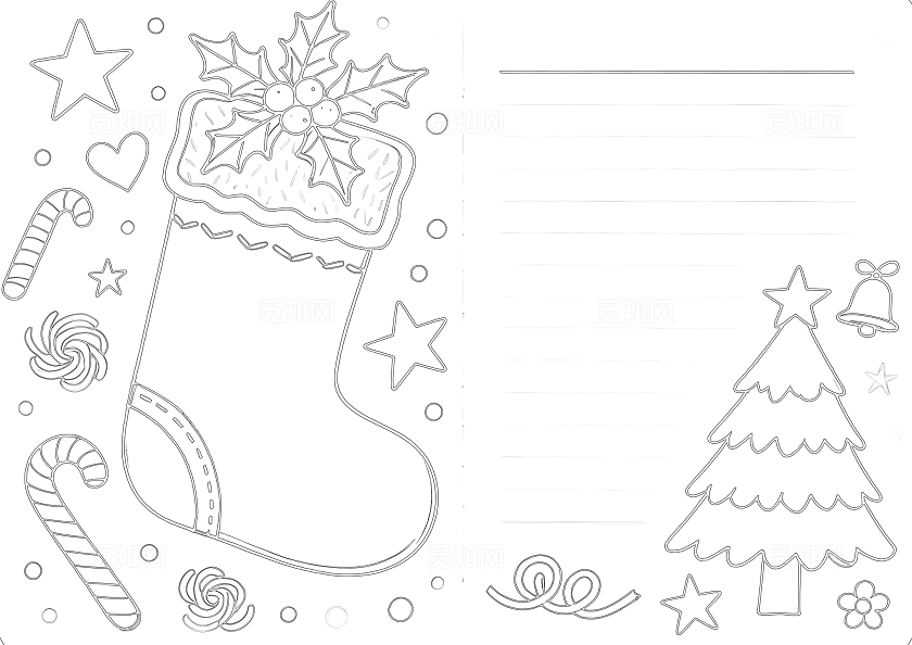 彩色卡通手绘圣诞节贺卡小报手抄报小学生手抄报