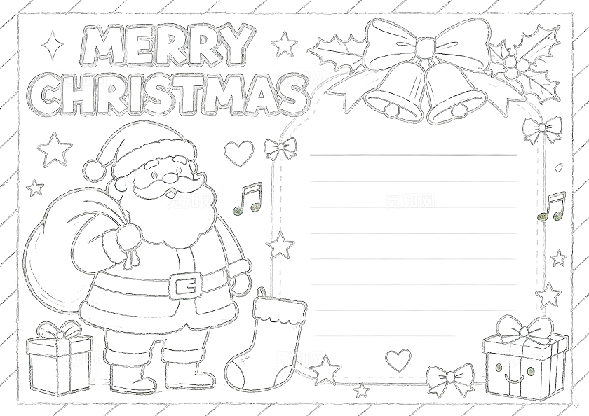 红绿色卡通手绘圣诞节英语手抄报小报小学生手抄报