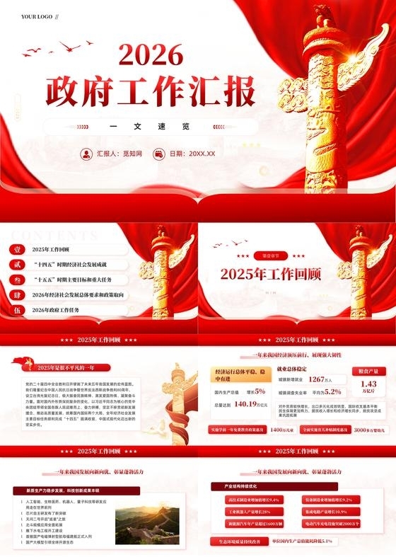 党建风2026工作报告速览两会党课PPT党建党课党政十五五