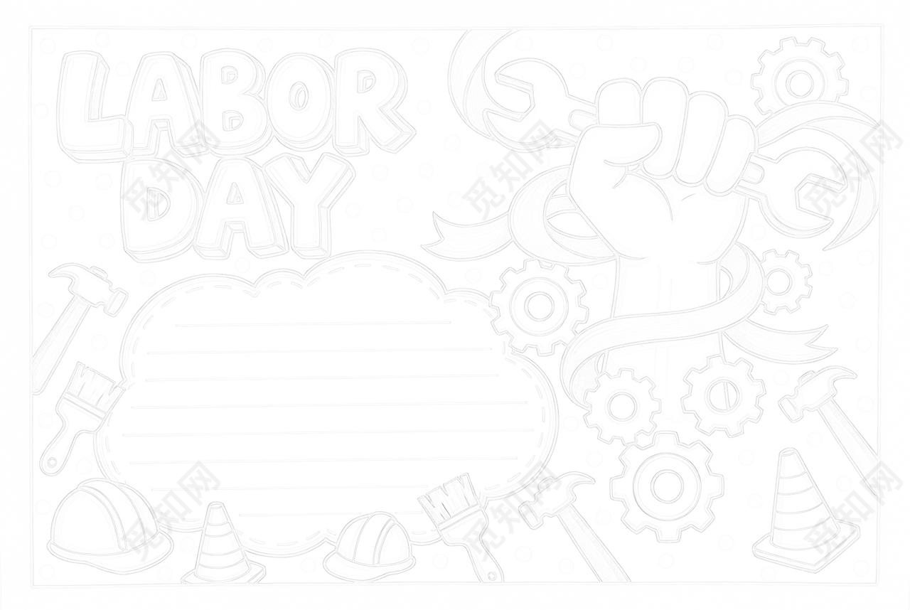 彩色卡通手绘劳动节英文小报手抄报小学生手抄报