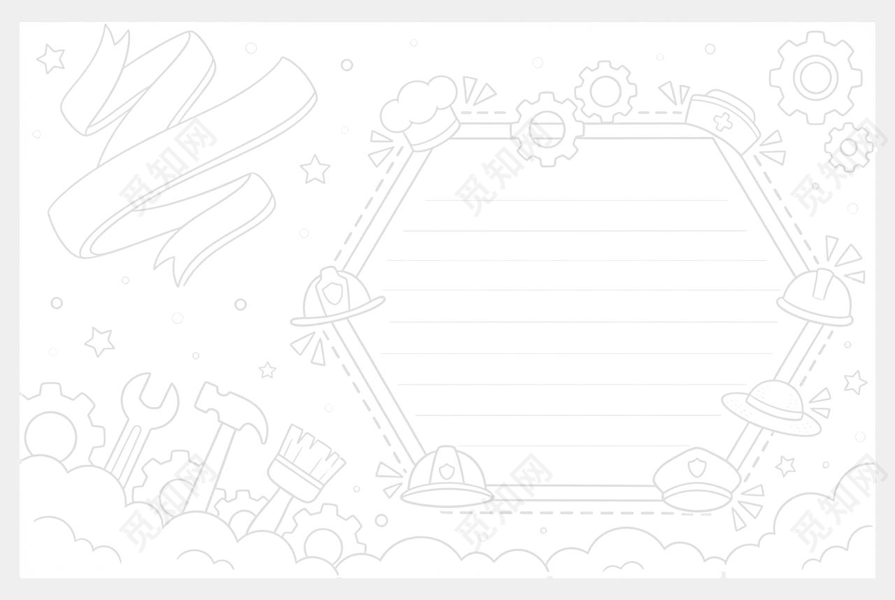 彩色卡通手绘劳动节英语小报手抄报小学生手抄报