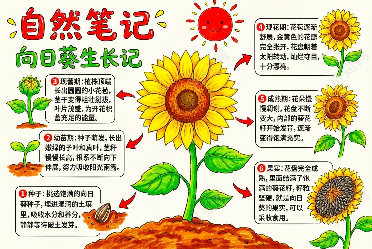 彩色卡通手绘自然笔记小报手抄报小学生手抄报