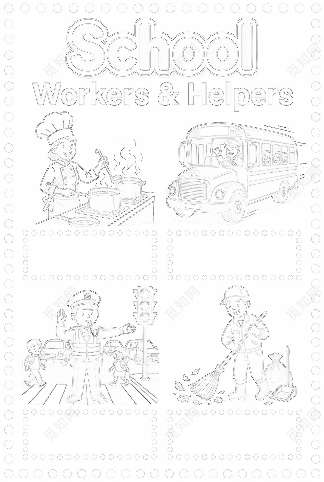 彩色卡通手绘职业英语小报手抄报小学生手抄报