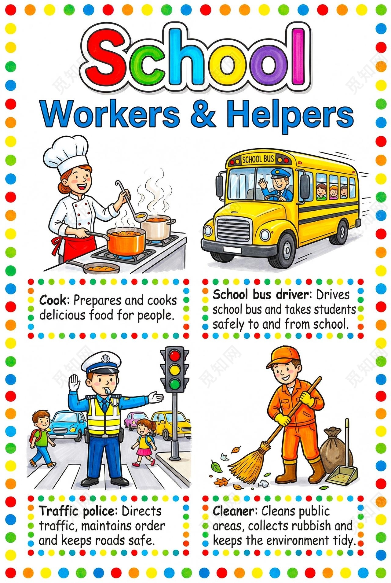 彩色卡通手绘职业英语小报手抄报小学生手抄报