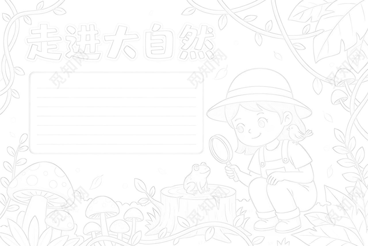 彩色卡通手绘走进大自然小报手抄报小学生手抄报