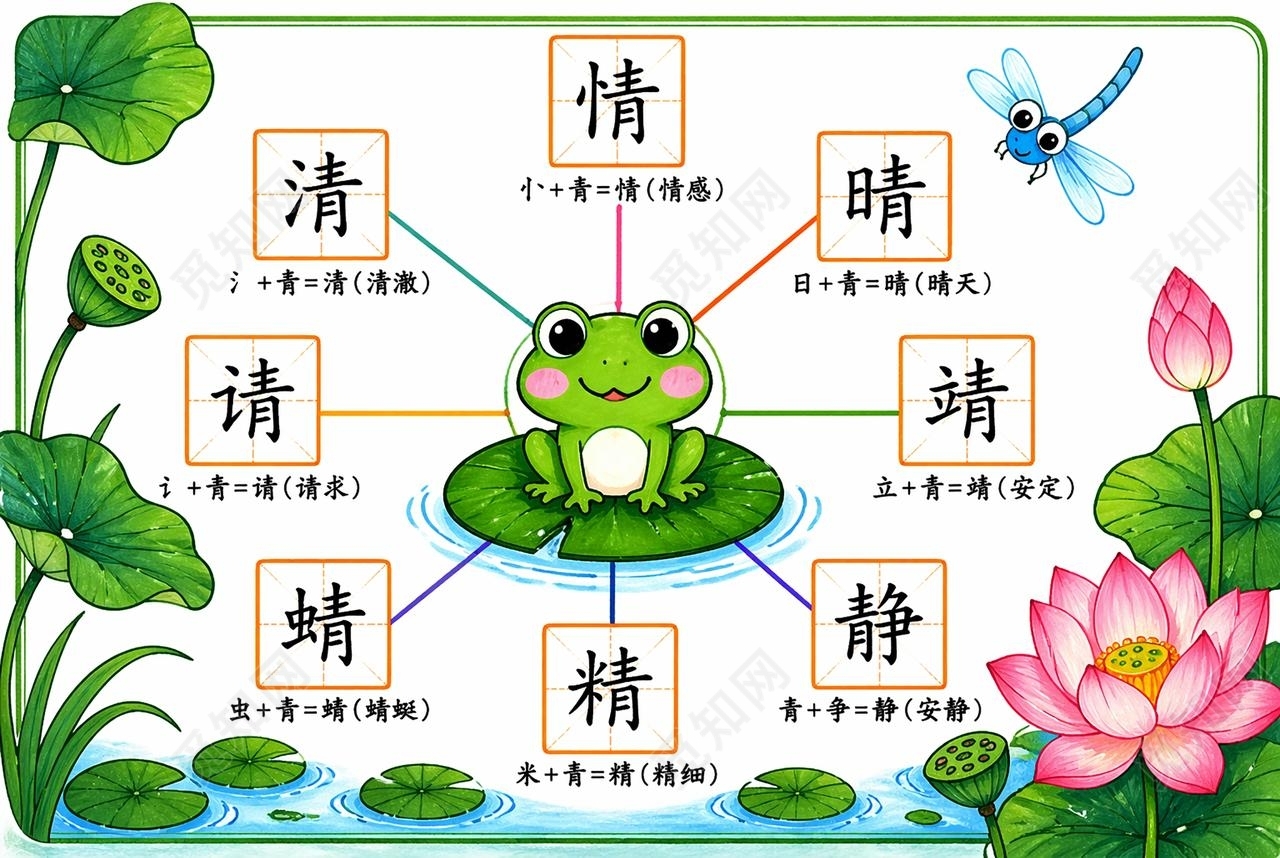 彩色卡通手绘识字小报手抄报小学生手抄报
