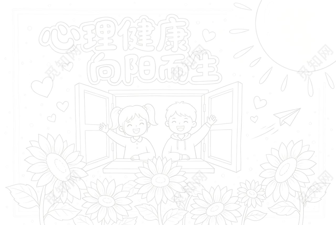彩色卡通手绘心理健康向阳而生小报手抄报小学生手抄报