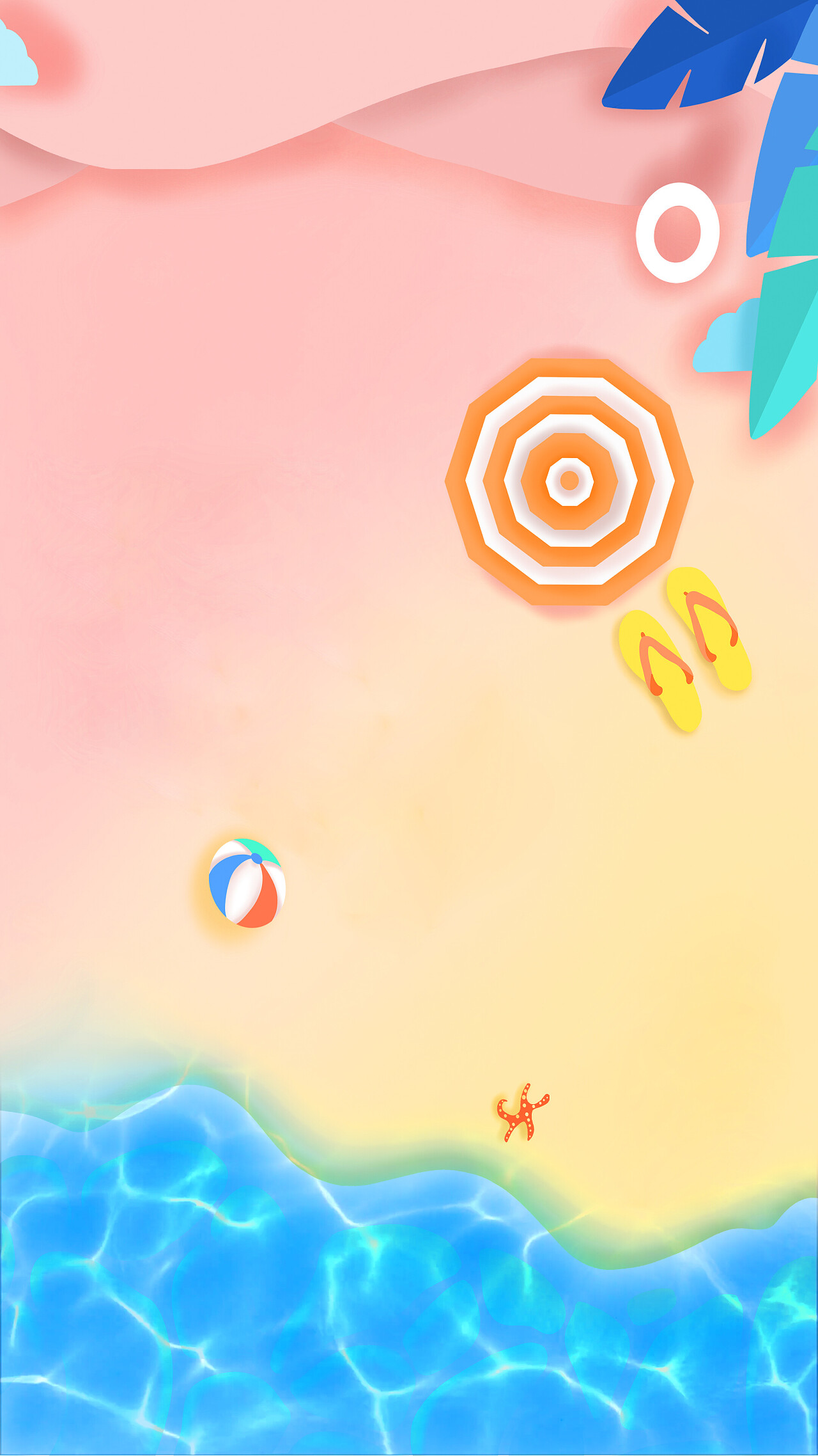 清凉夏天海边沙滩剪纸剪纸夏天海边沙滩插画视频夏天大暑小暑夏天大暑小暑竖版背景[mp4+gif]