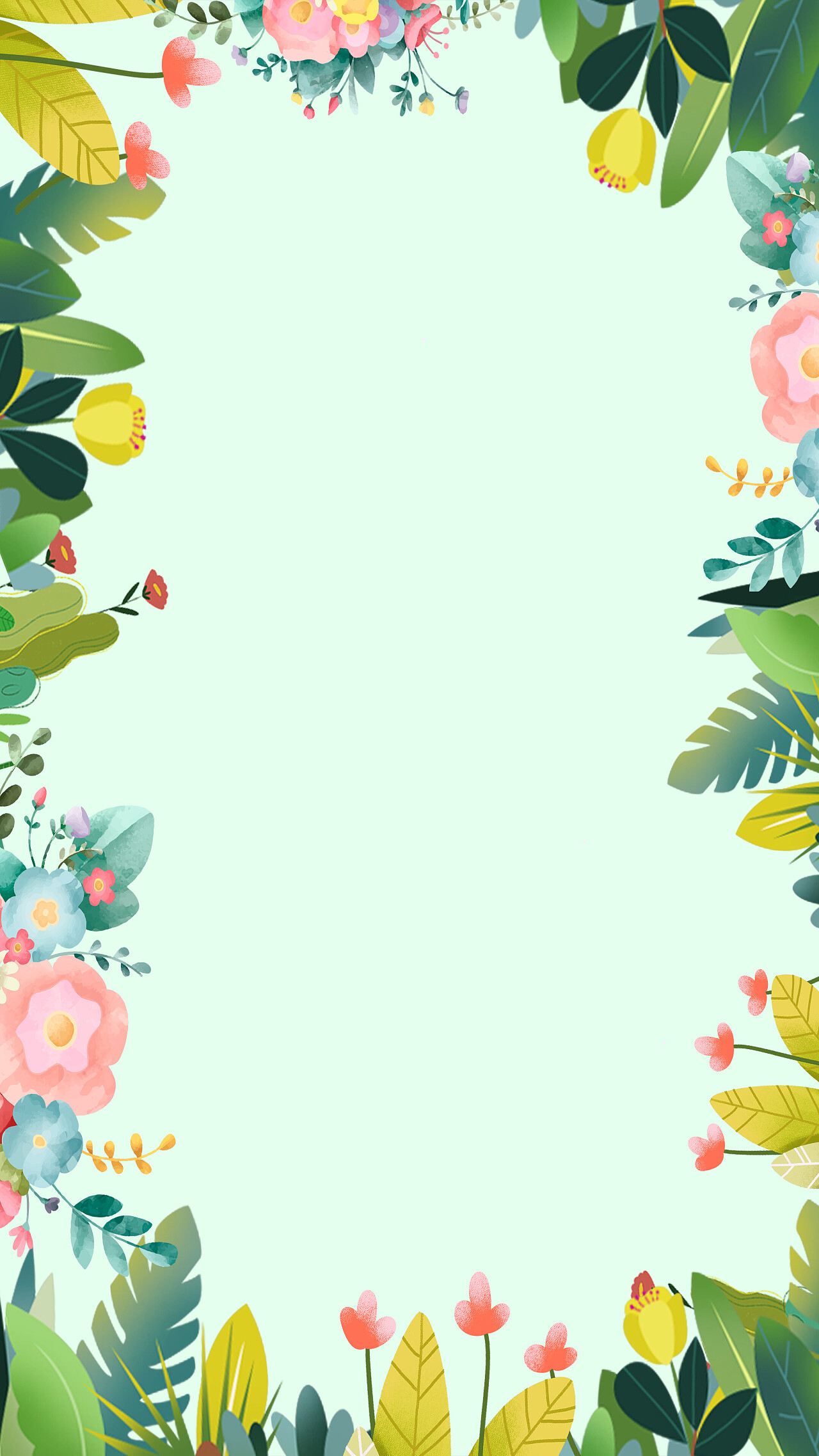 绿色扁平小清新简约热带植物竖版背景视频竖版卡通背景[mp4+gif]