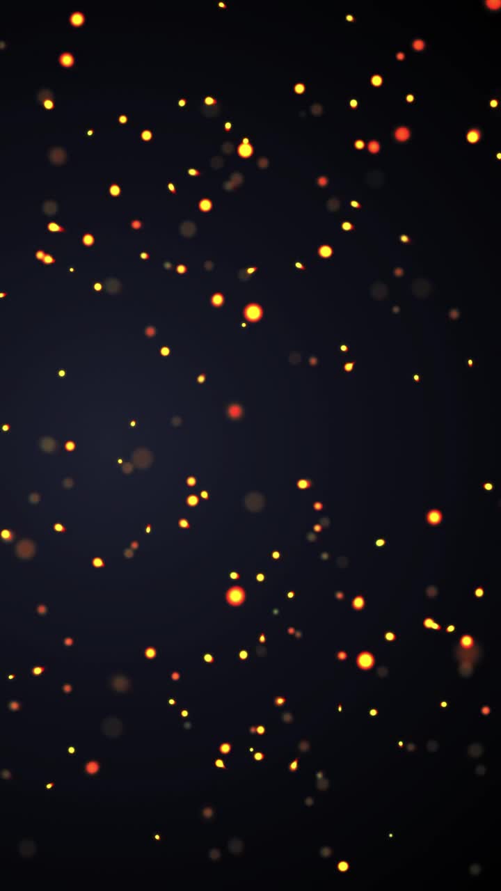 彩色散景粒子火花和闪闪发光的背景与无限循环，清晰优雅的充满活力的动画，萤火虫，垂直9 16格式，智能手机，病毒视频，社交媒体