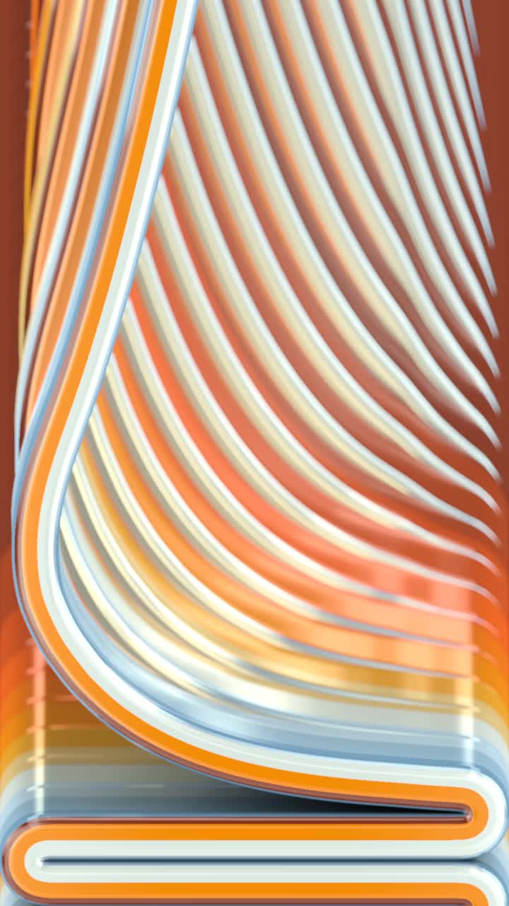 无限流动的多色线条，时尚的渐变。抽象三维渲染艺术背景。具有景深效果的正投影。数字循环动画高清