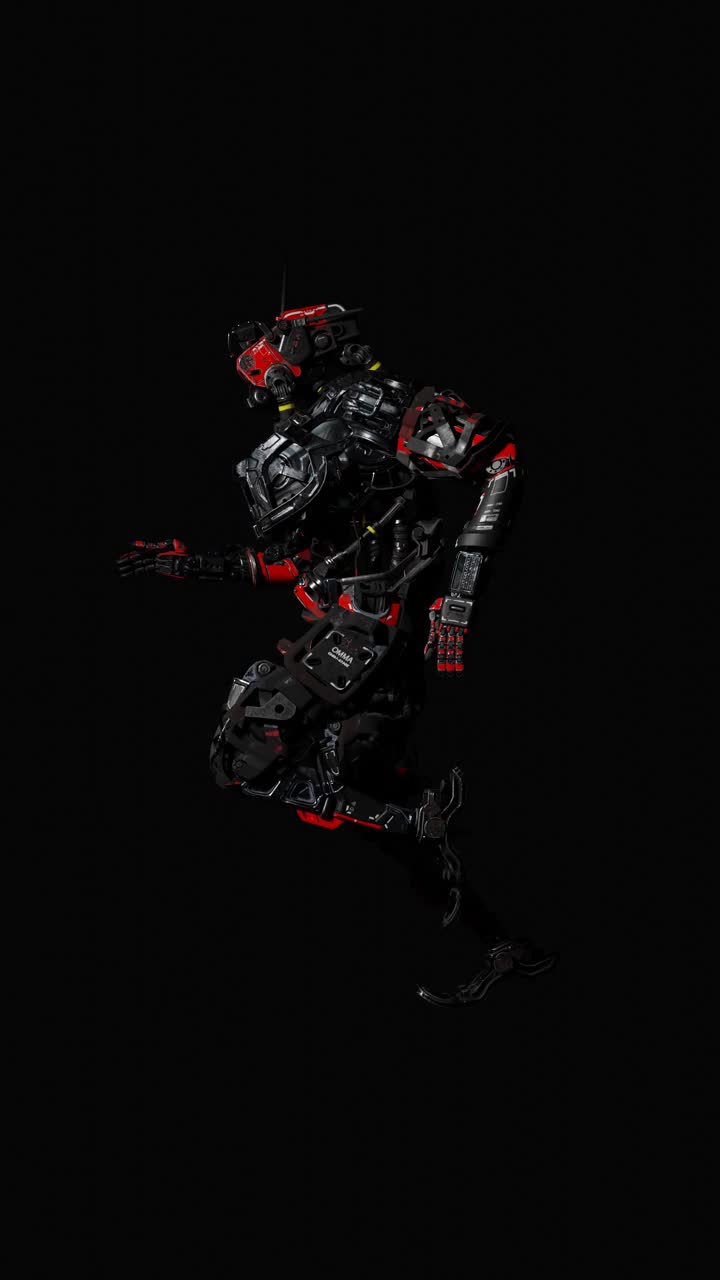 机器人，半机械人，运动，背景音乐，3d渲染