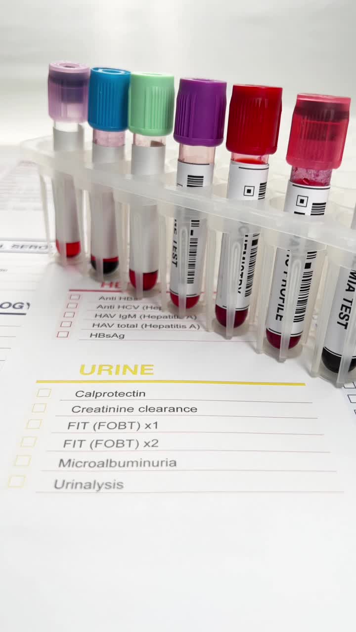 医生在化验室拿血样做尿检
