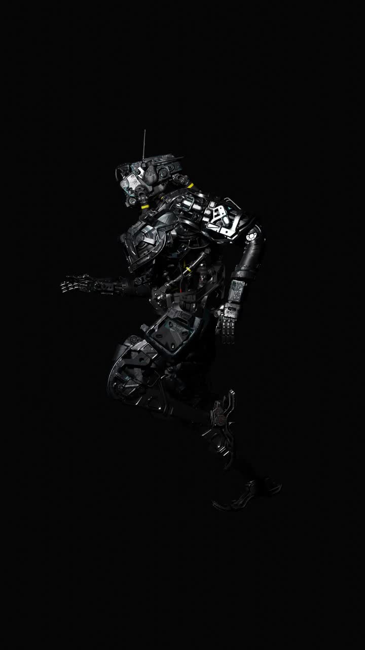 机器人，半机械人，运动，背景音乐，3d渲染