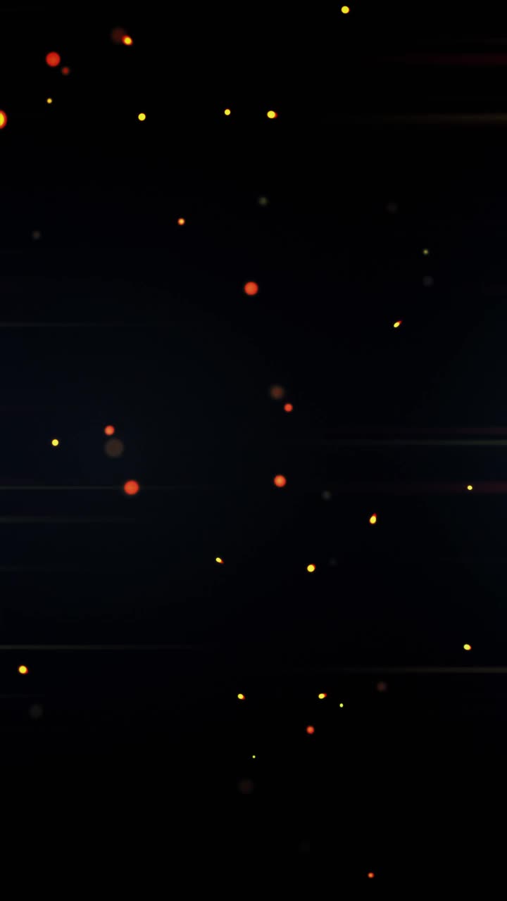 彩色散景粒子火花和闪闪发光的背景与无限循环，清晰优雅的充满活力的动画，萤火虫，垂直9 16格式，智能手机，病毒视频，社交媒体
