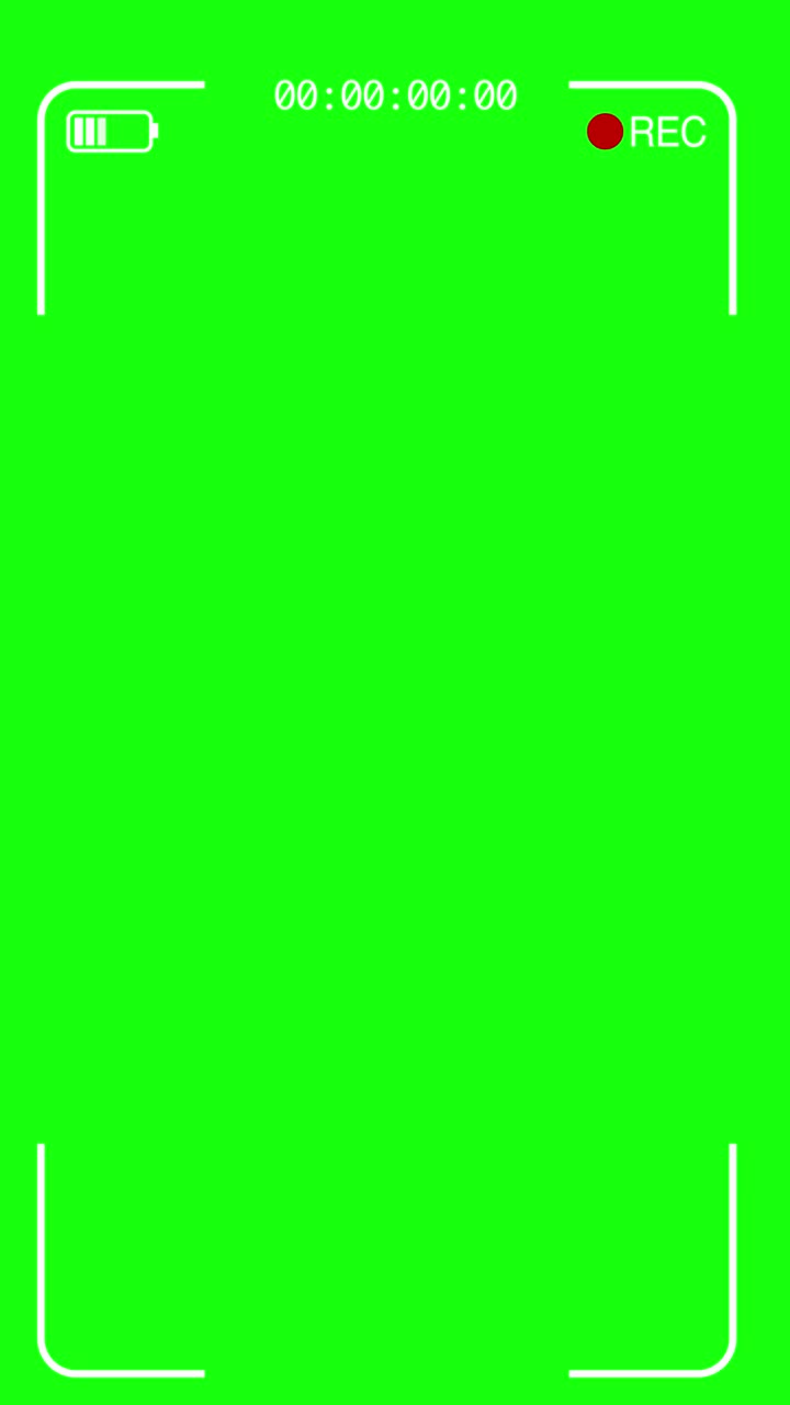 手机记录屏幕覆盖动画背景库存视频-相机取景器屏幕覆盖一分钟-完全隔离黑色-隔离在绿色屏幕背景适合Chroma键控-易于使用库存视频