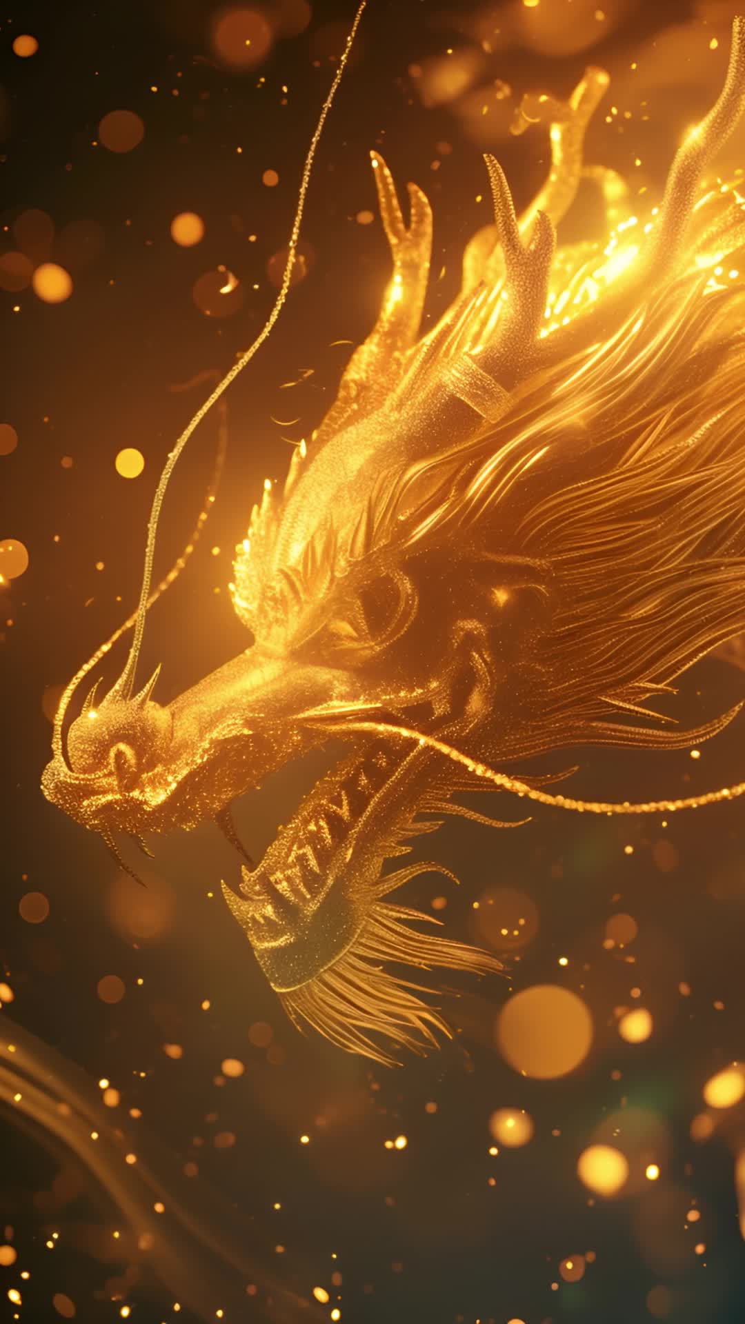 大气金色火焰龙背景视频