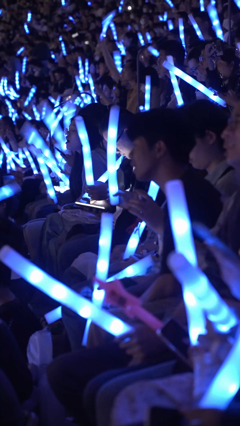 实拍演唱会观众挥舞荧光棒竖屏