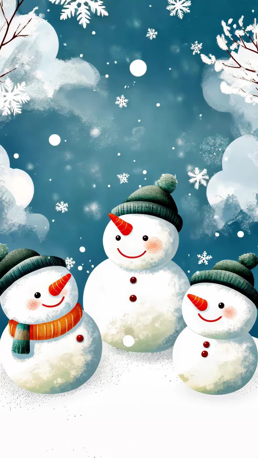 雪地里的3个雪人