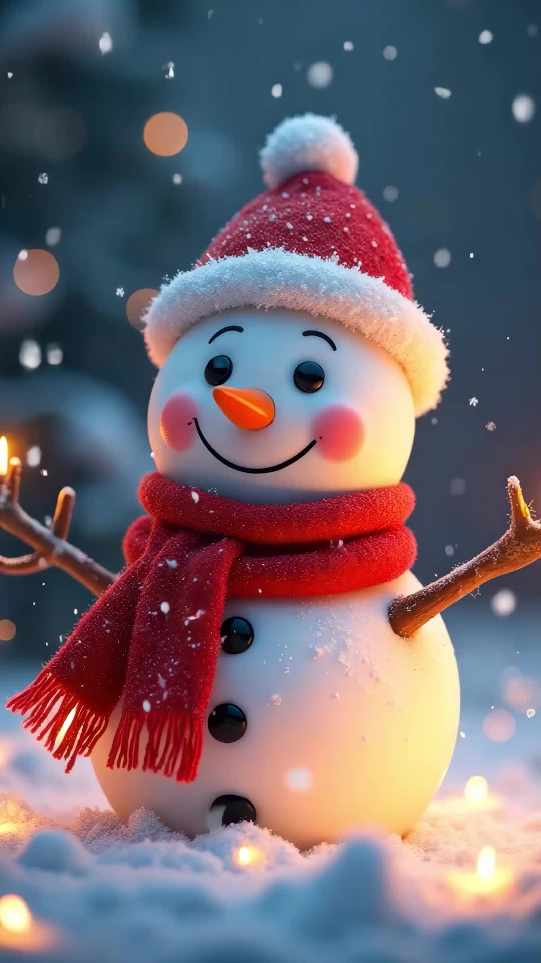 雪地里的可爱雪人