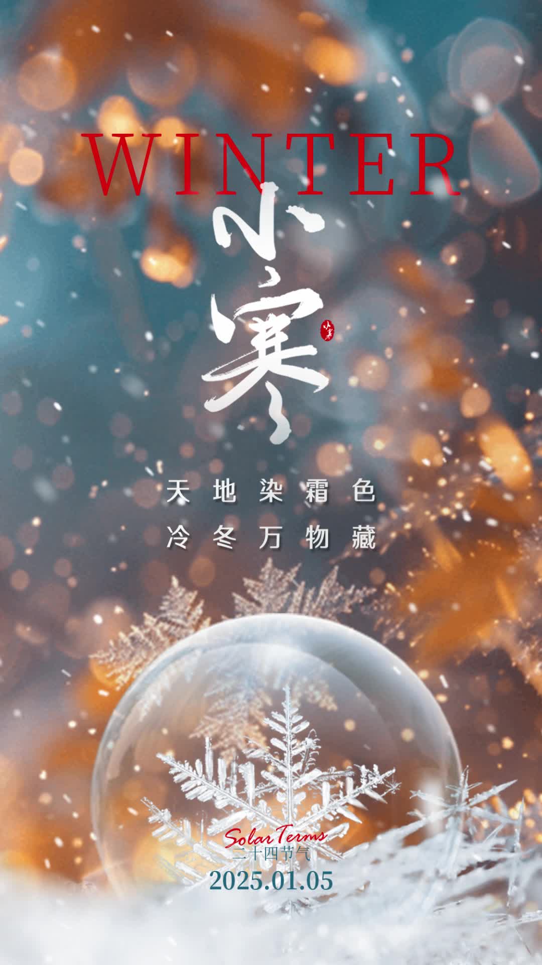 4k冷暖色调创意风小寒节气二十四节气视频海报ae模板AE模板