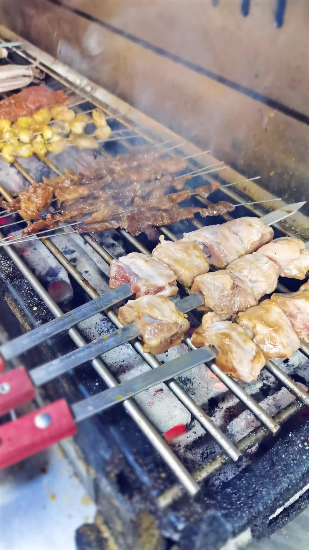 竖版鱿鱼爪子牛肚羊肉串烧烤