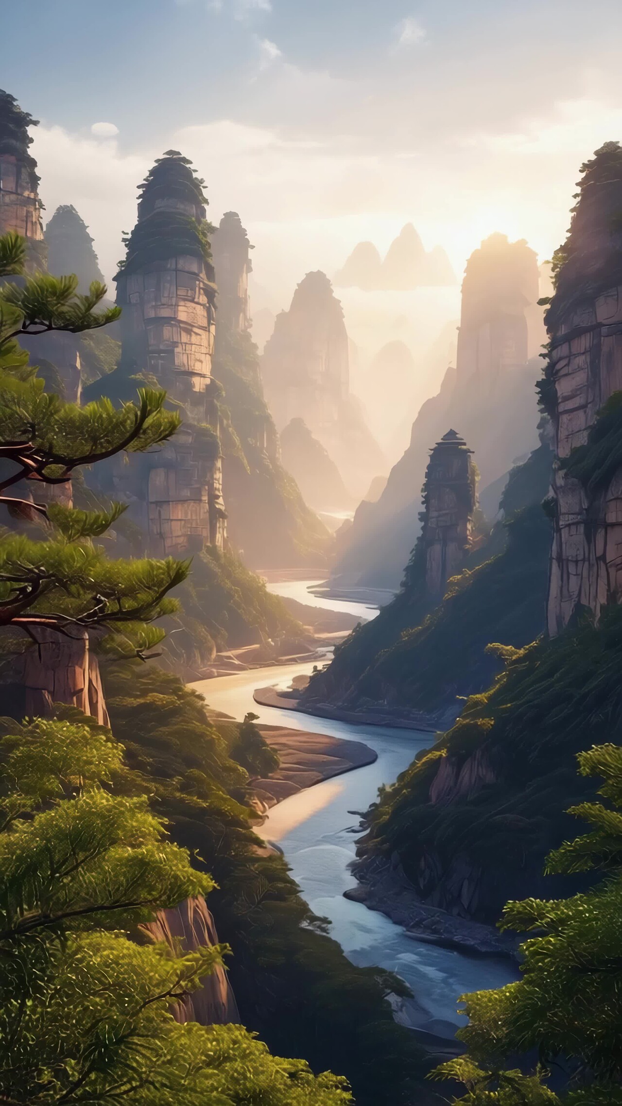 竖版视频壮丽山水风景画面