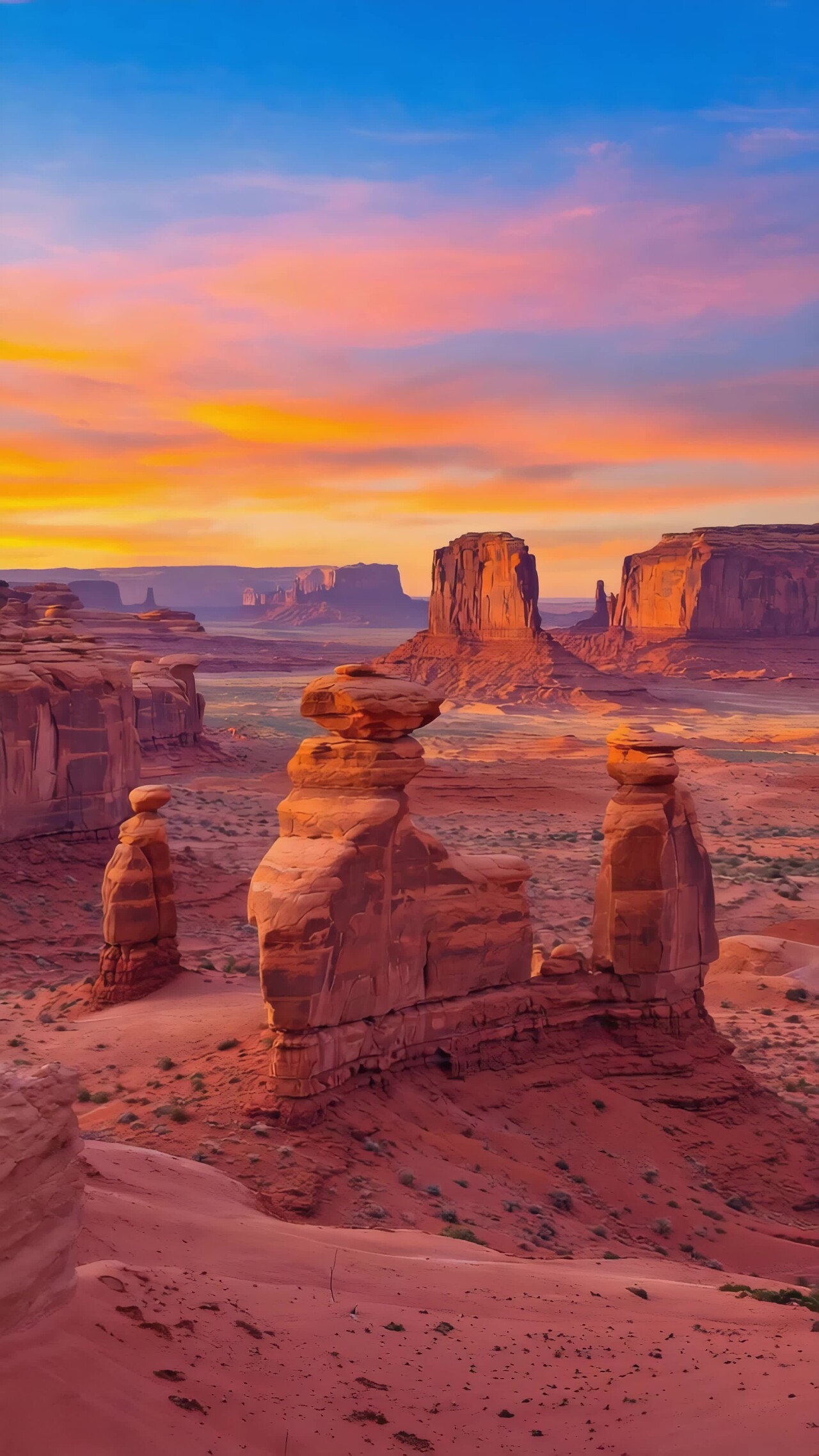 竖版视频沙漠独特岩石自然风光