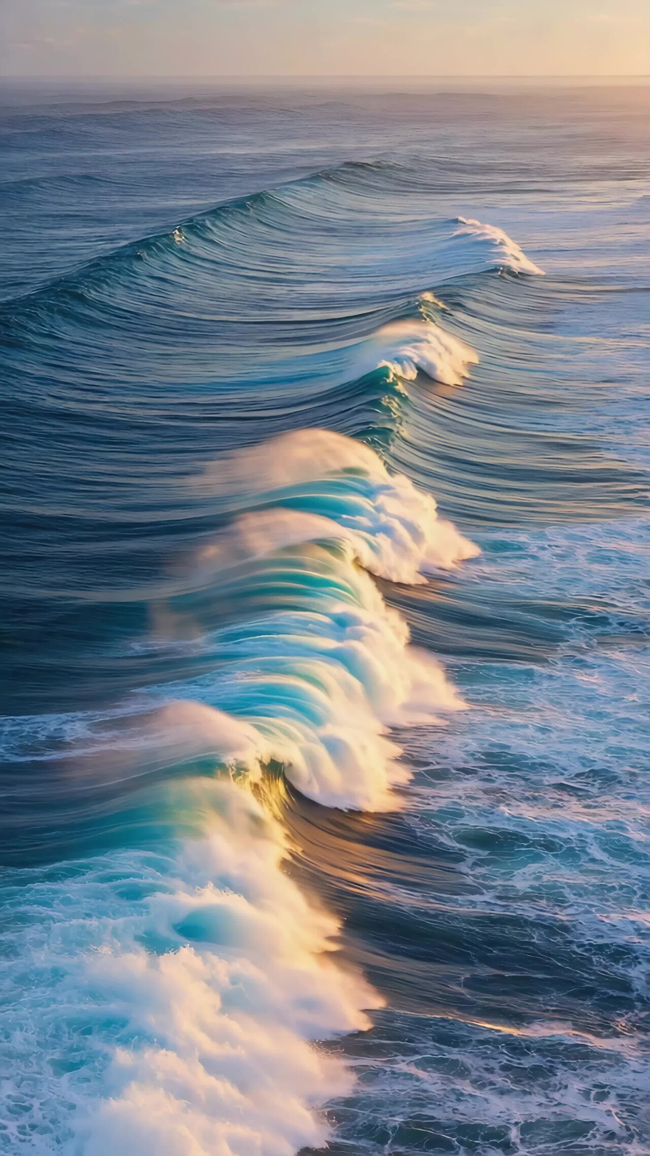 竖版视频大海翻涌的波浪景象