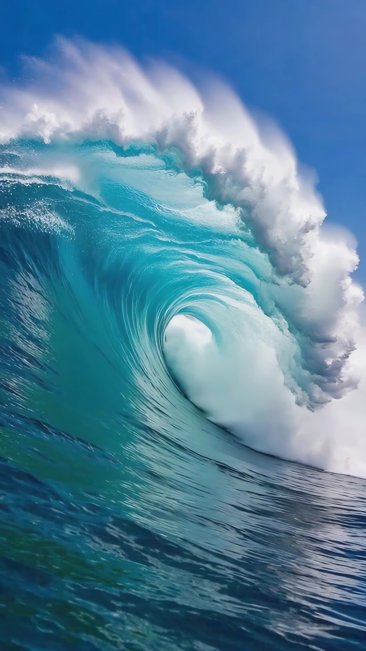 竖版视频大海中的壮观海浪景象