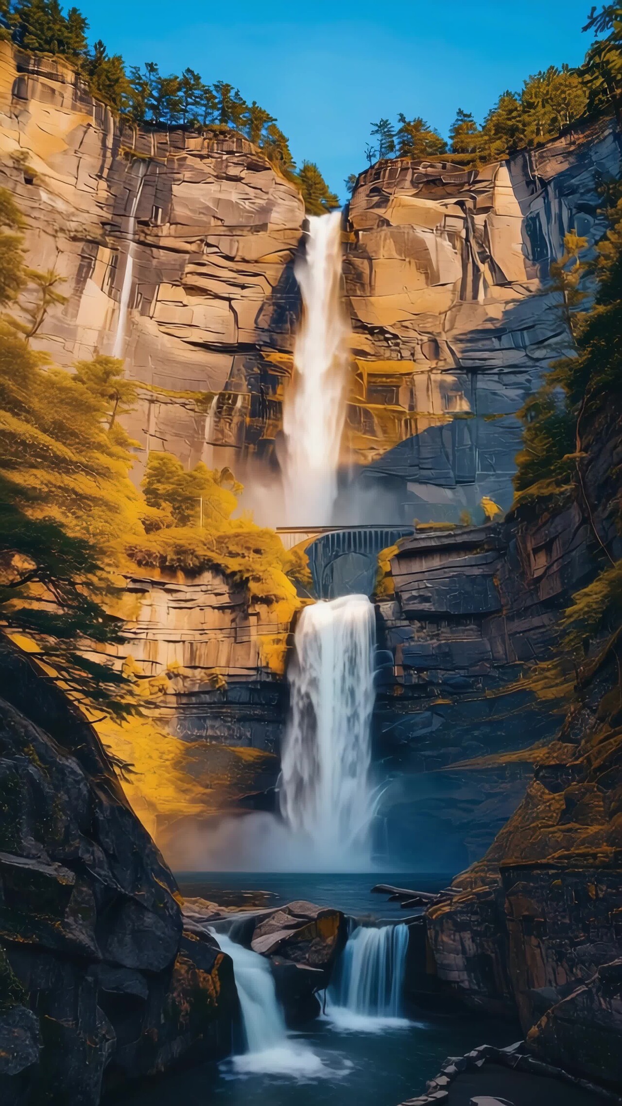 竖版视频唯美瀑布自然风景