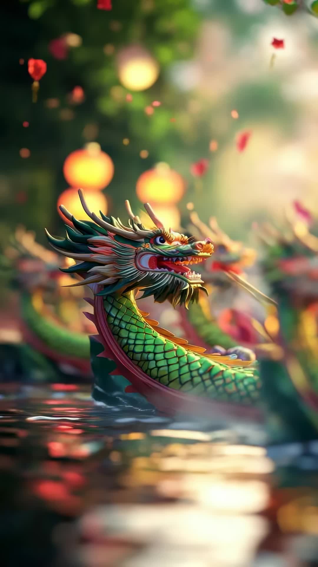 3D渲染龙舟特写