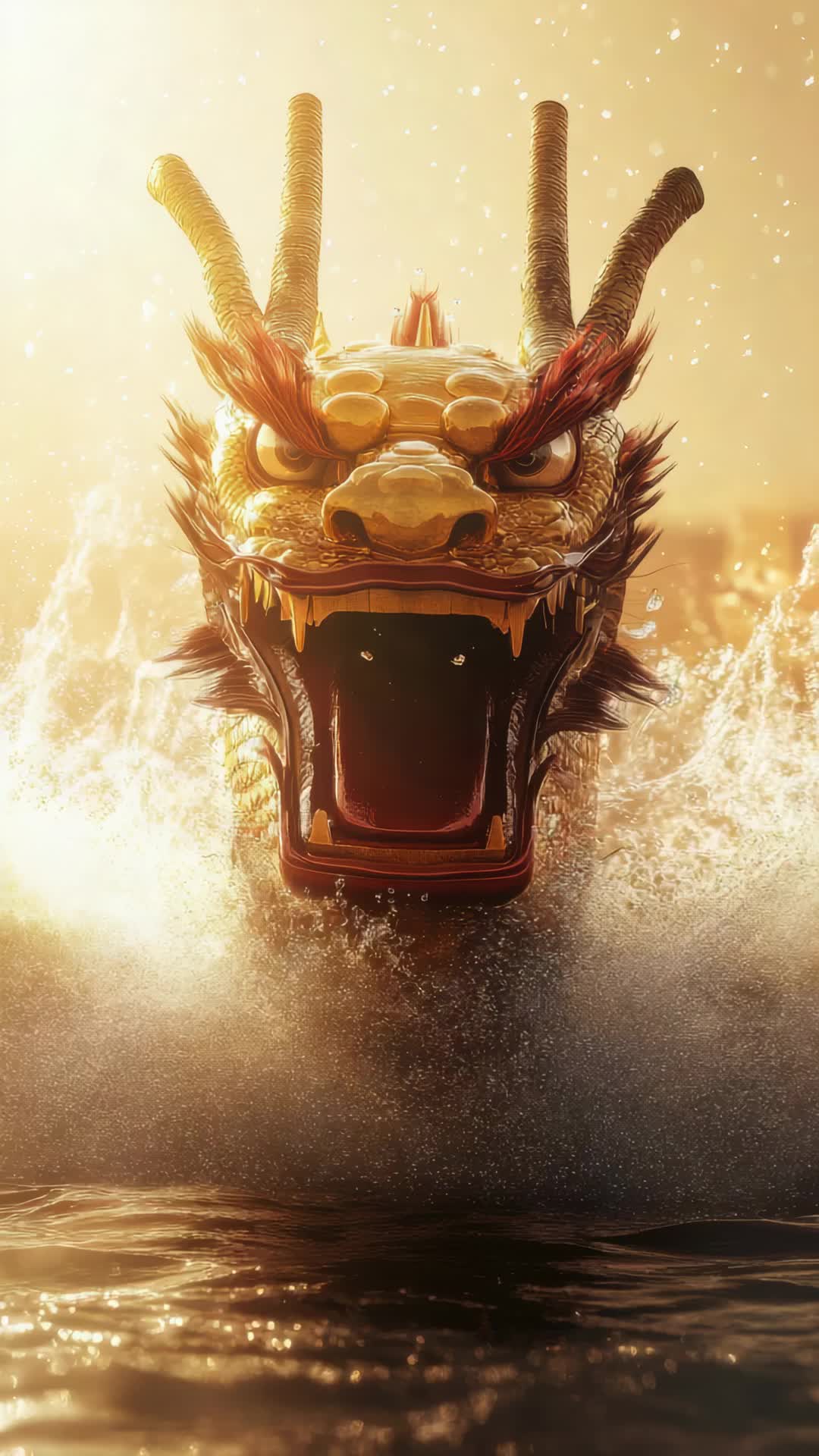 金色巨龙破水而出画面