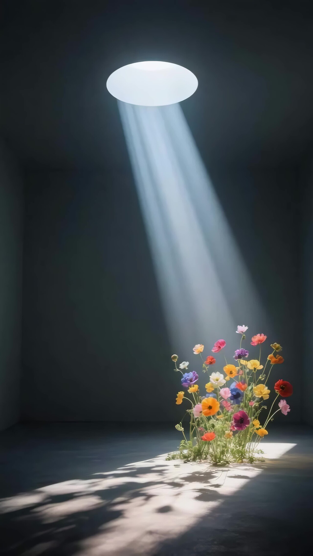 室内光线照射多彩花卉竖版视频