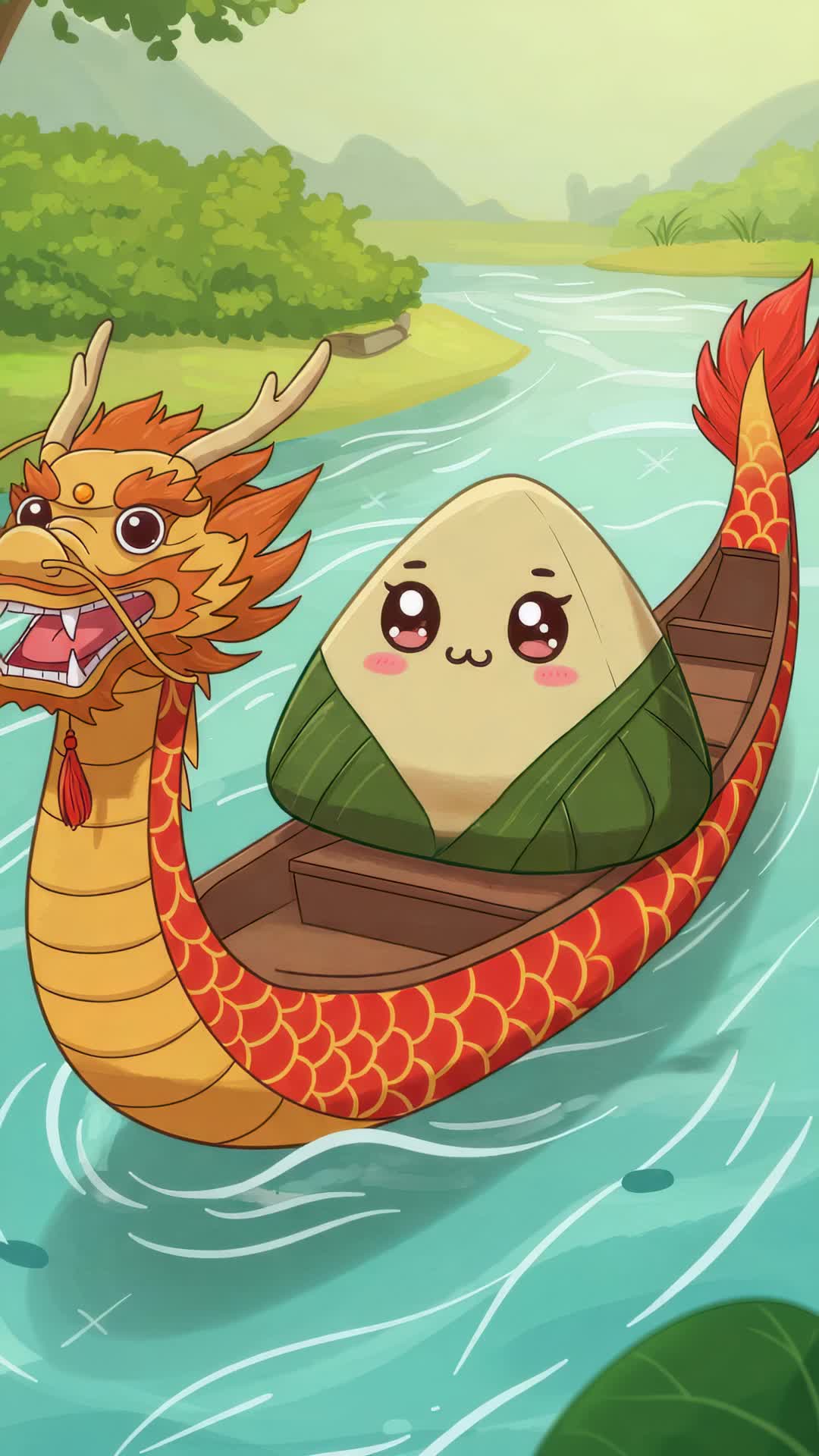 端午节龙舟粽子卡通