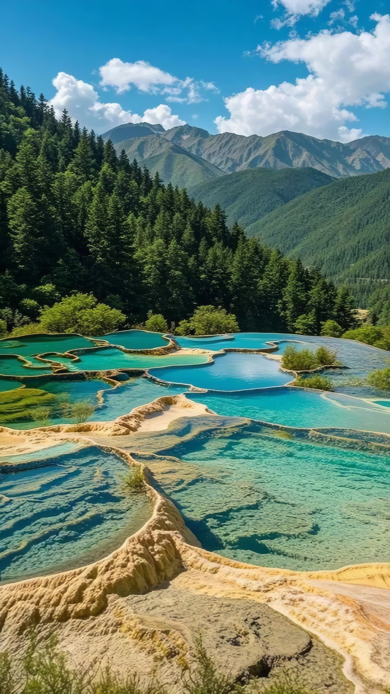 七彩天池自然风景竖版视频