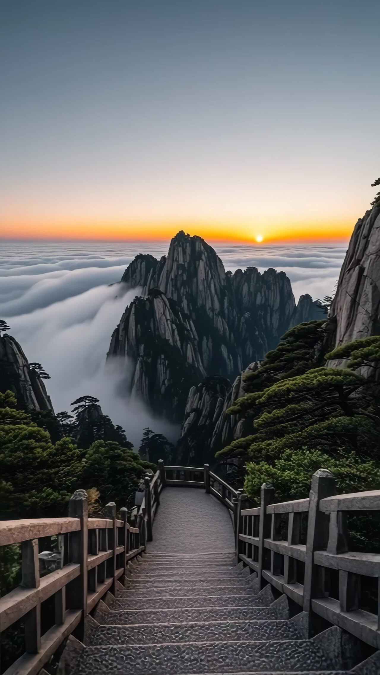 黄山日出云海景观竖版视频