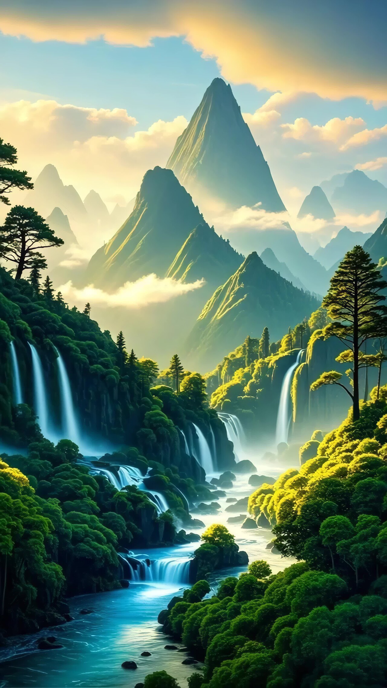 唯美山水自然风景竖版视频