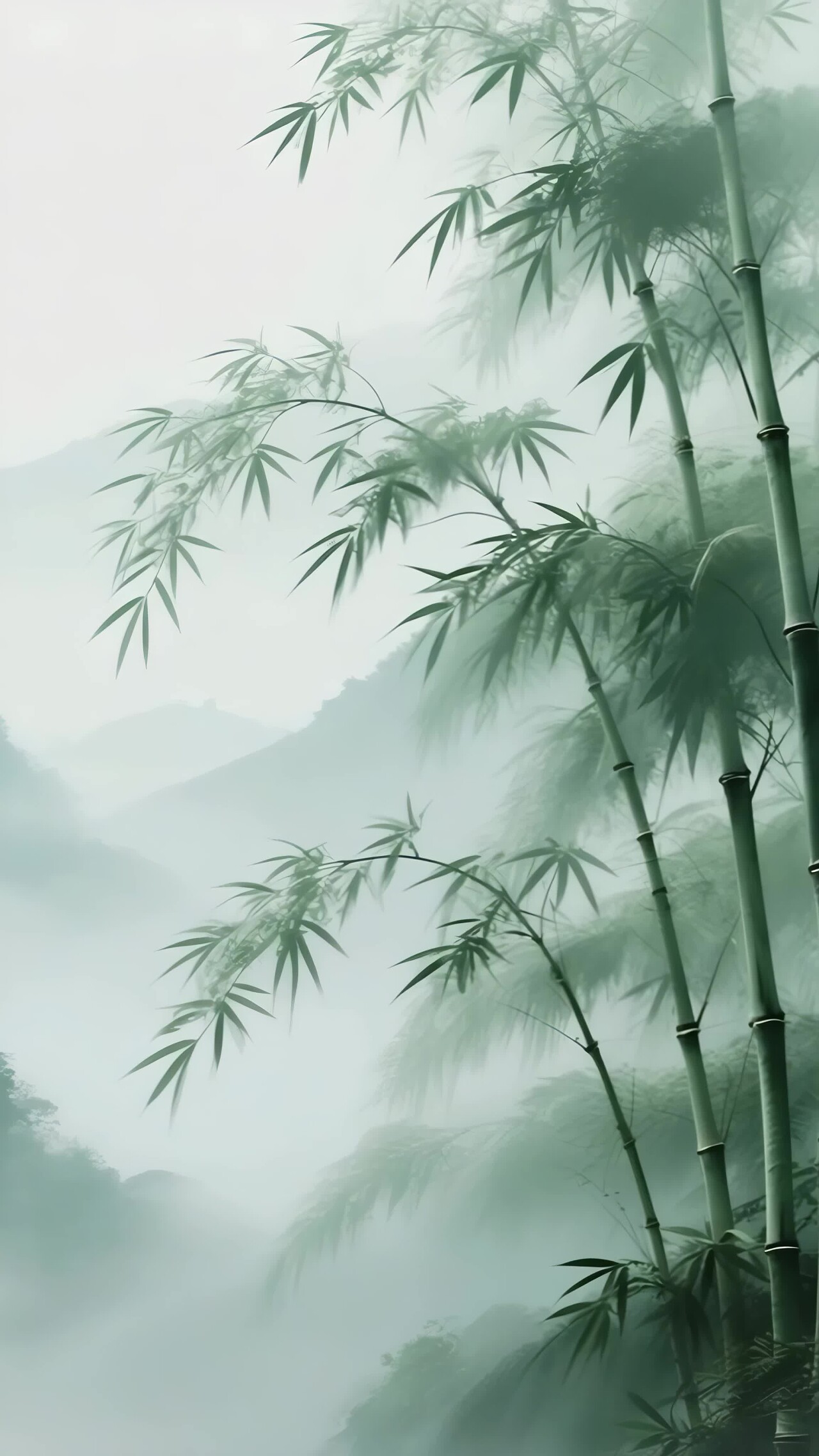 雾中山林竹林风景竖版视频