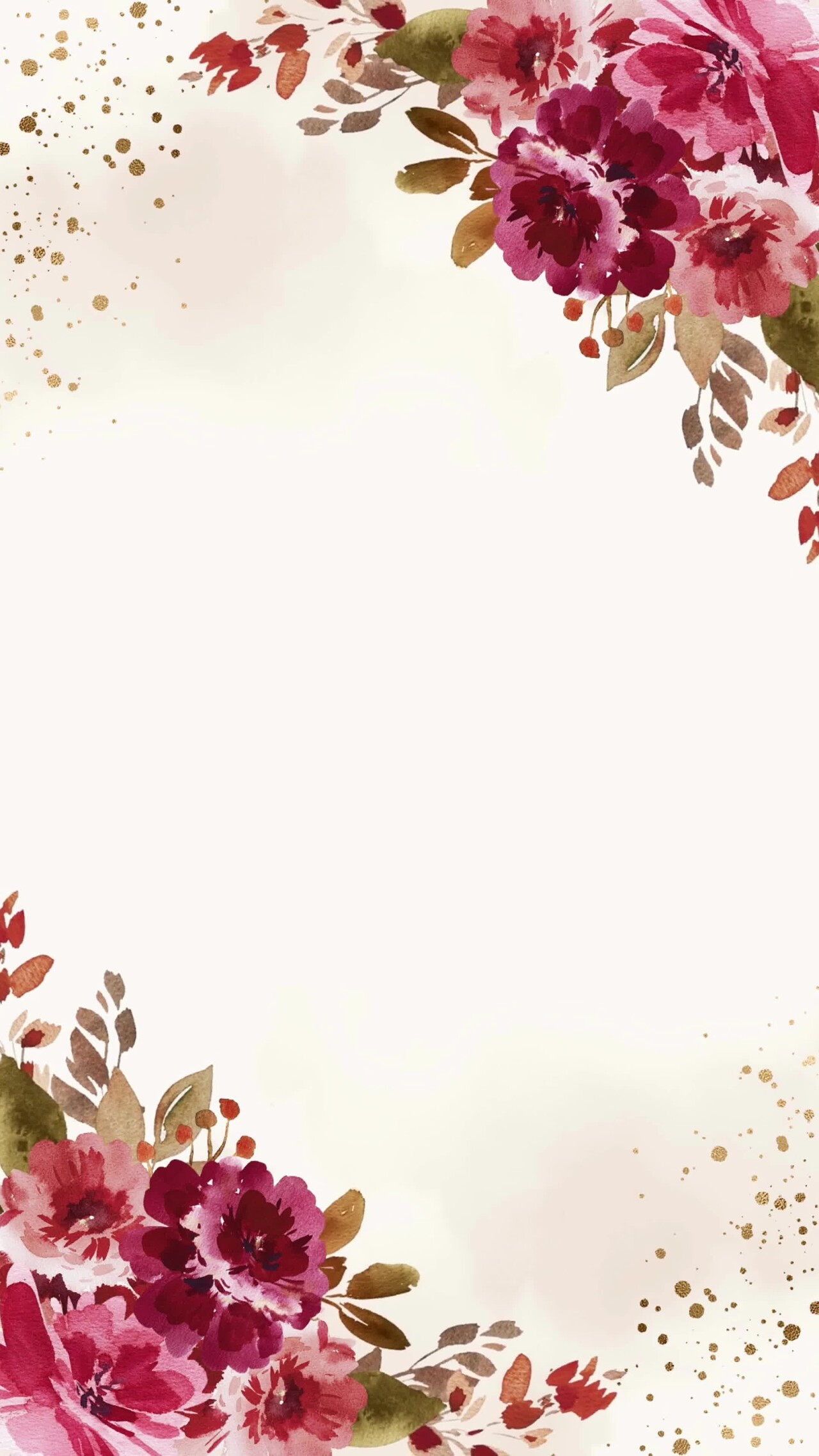 唯美春日水彩手绘红色玫瑰花卉婚礼邀请函情人节背景