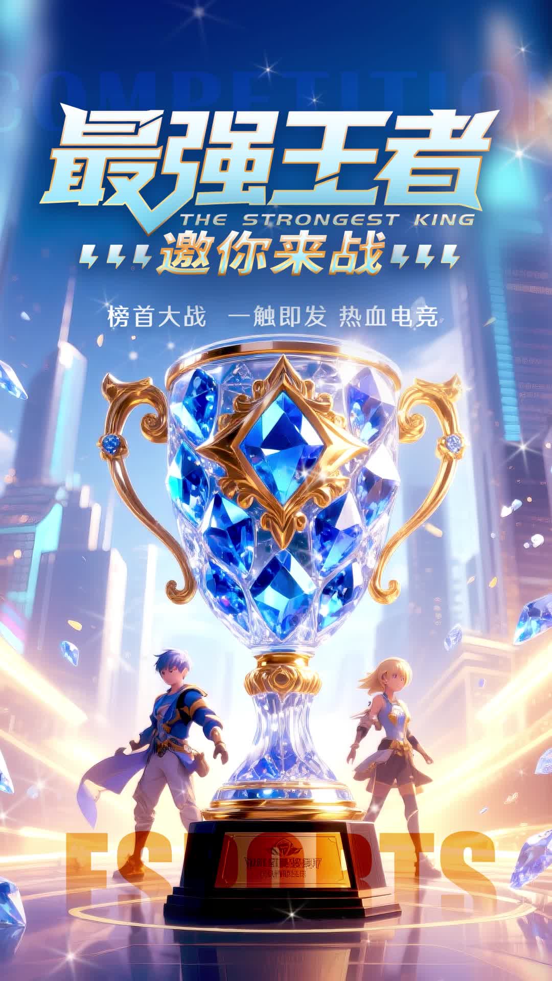 4k蓝色赛博朋克风格最强王者电竞比赛电竞游戏网吧视频海报ae模板AE模板