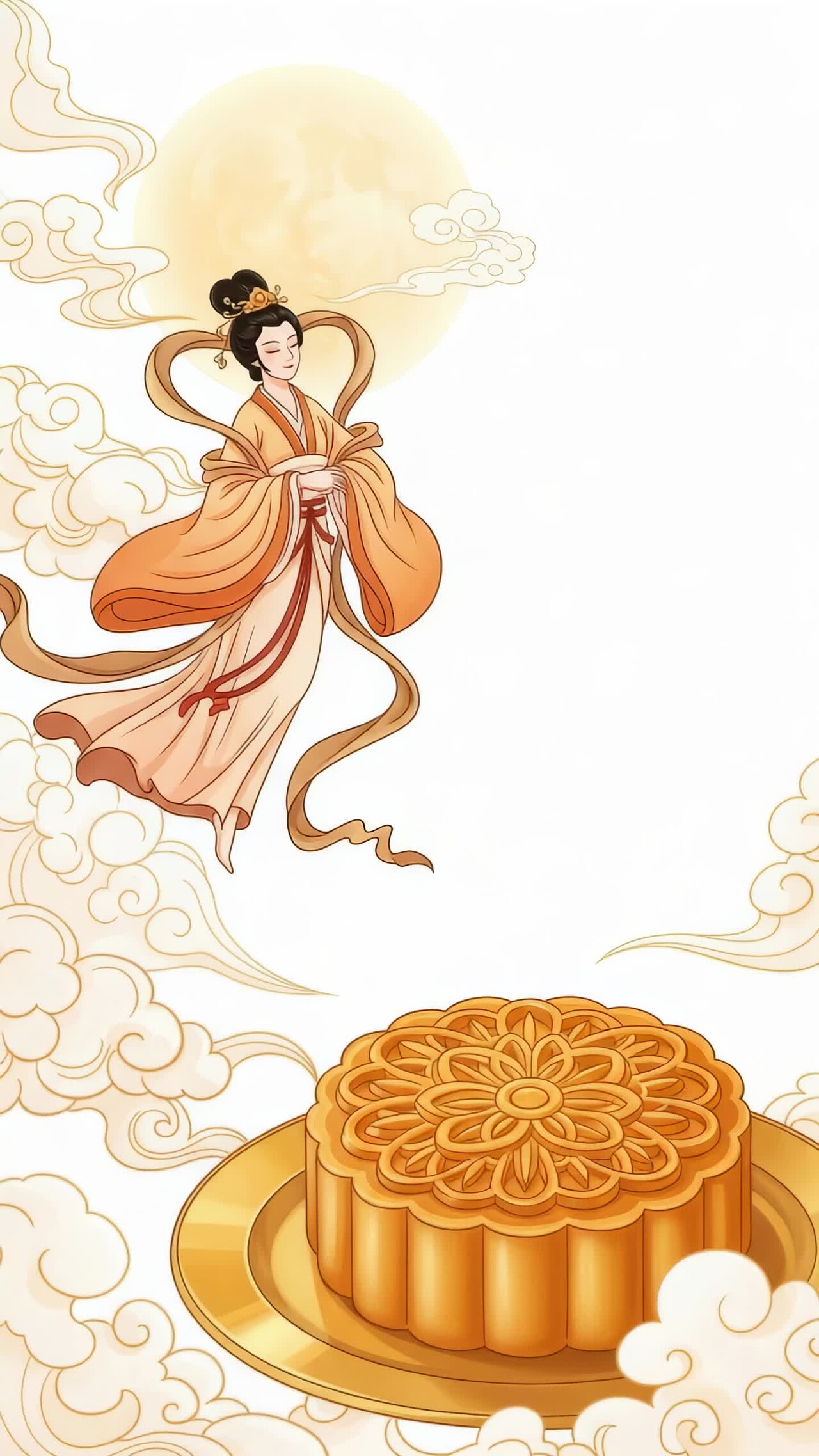 嫦娥玉兔中秋月饼3D竖屏背景动画