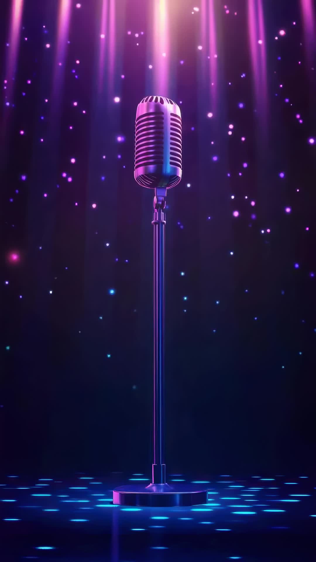 经典麦克风与紫色光束竖屏动画