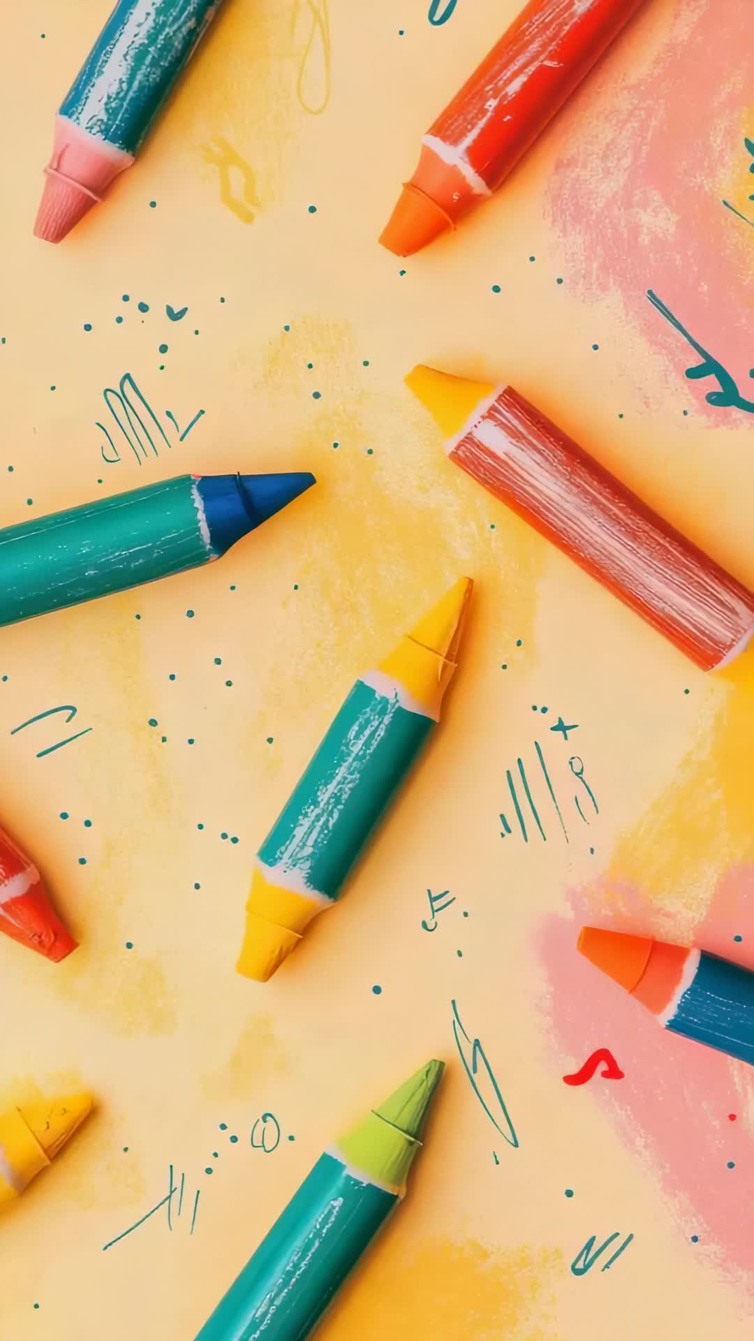 彩色蜡笔创意背景竖屏动画