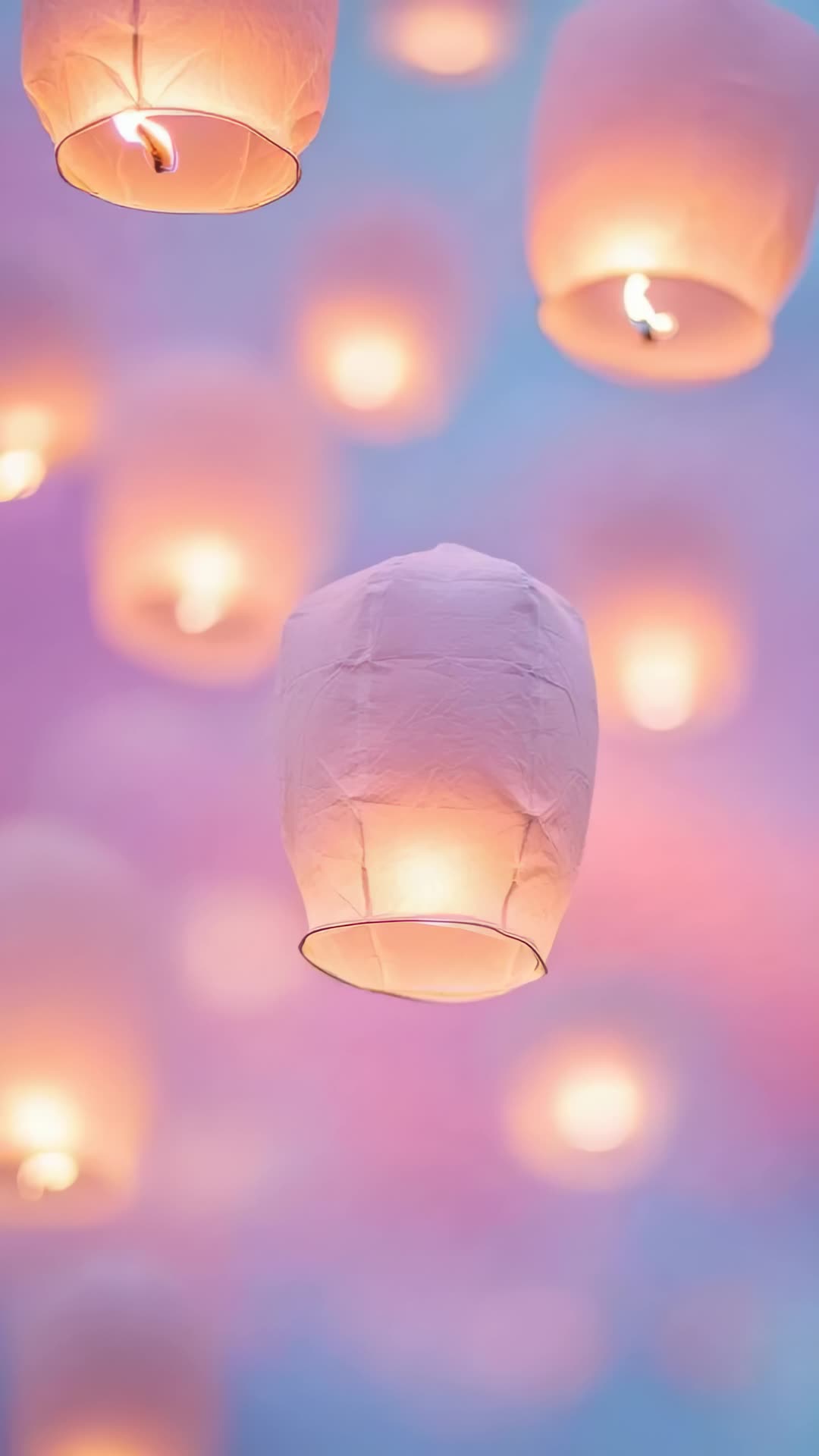 空中漂浮的孔明灯素材竖屏动画