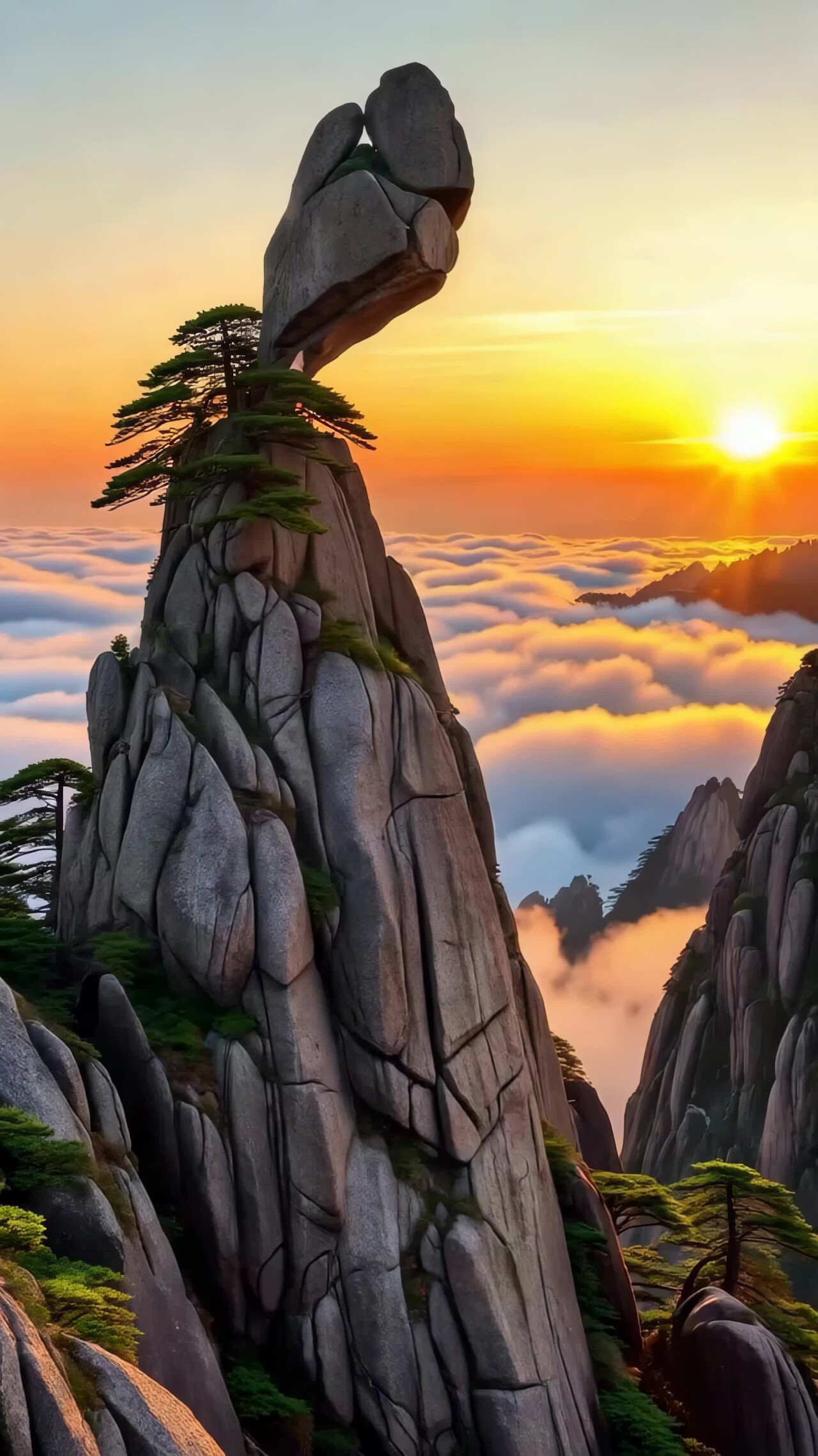 黄山奇石云海日出景观