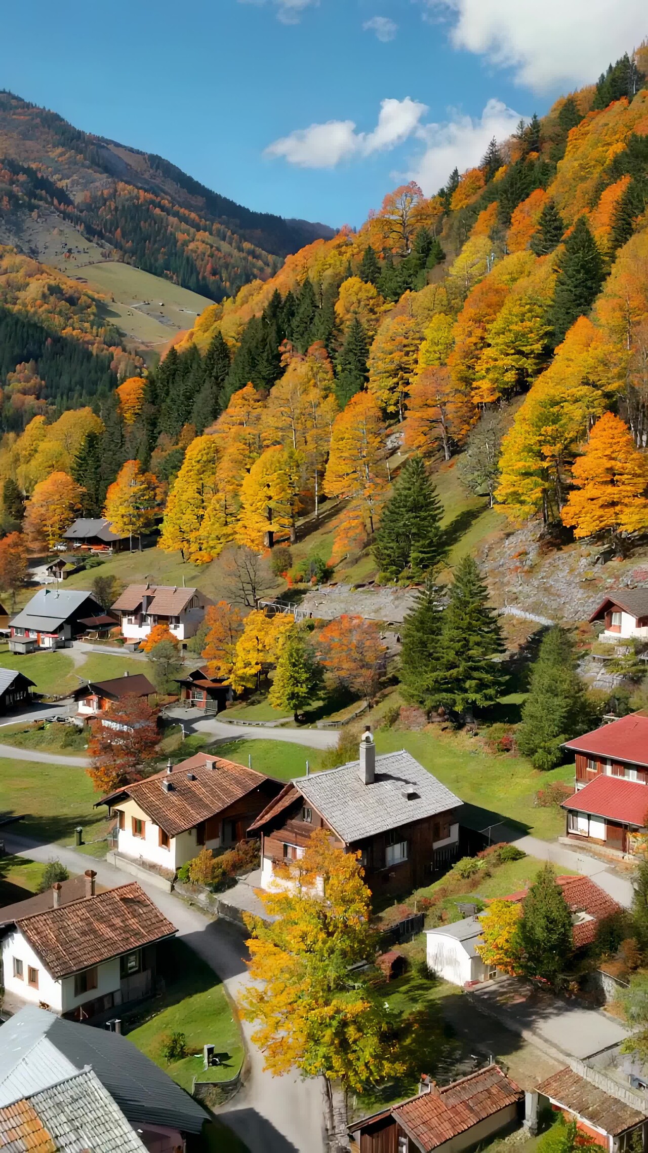 山间村落秋季全景